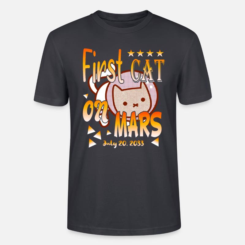 First Cat on Mars - Stanley/Stella Unisex Bio-T-Shirt CRAFTER - Dunkles Graublau
