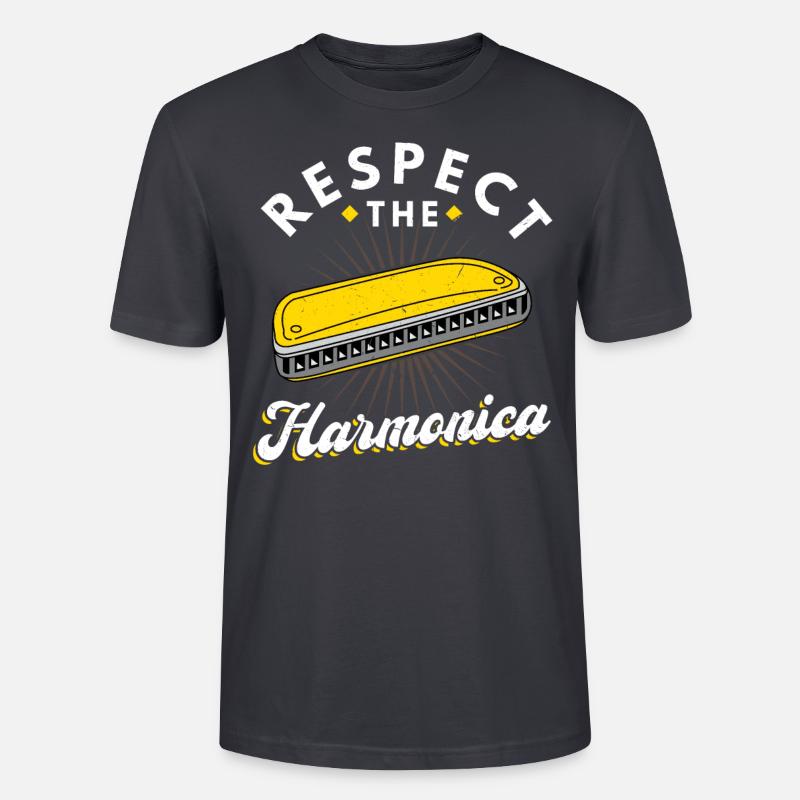 Respect The Harmonica - Harmonica Player - Stanley/Stella Unisex Bio-T-Shirt CRAFTER - Dunkles Graublau