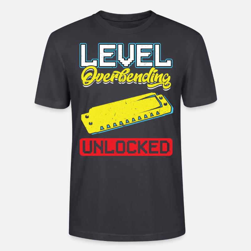 Level Overbending Unlocked - Harmonica Player - Stanley/Stella Unisex Bio-T-Shirt CRAFTER - Dunkles Graublau