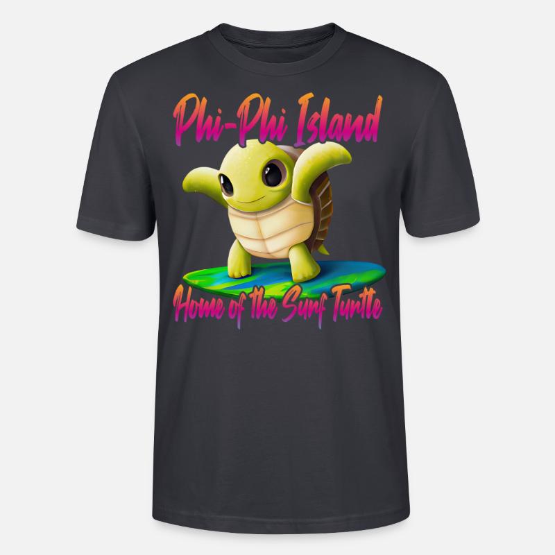 Phi Phi Islands Surf Turtle - Stanley/Stella Unisex Bio-T-Shirt CRAFTER - Dunkles Graublau
