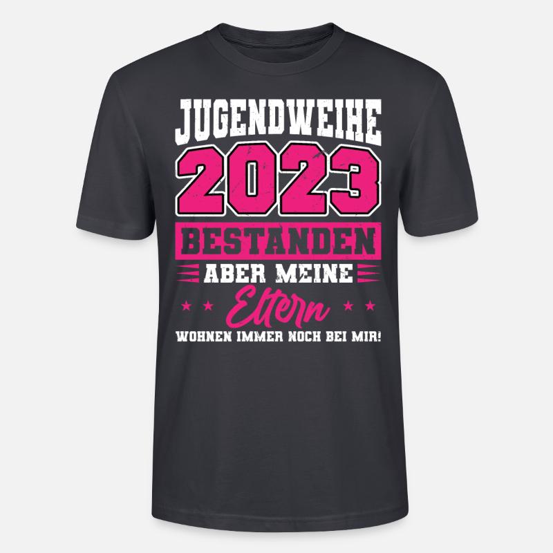 Jugendweihe 2023 Mädchen - Stanley/Stella Unisex Bio-T-Shirt CRAFTER - Dunkles Graublau