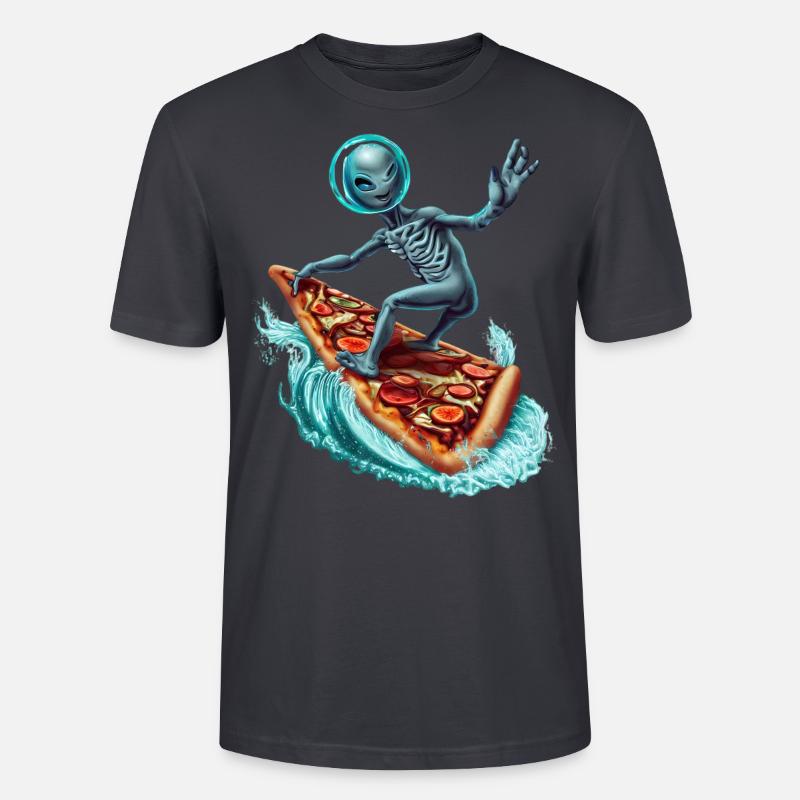 Pizza Surfer Alien - T-shirt bio CRAFTER Stanley Stella Unisexe - bleu gris foncé