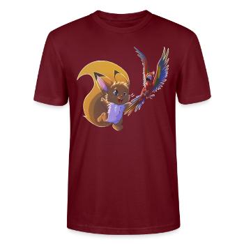 Nuts mit Ara - Stanley/Stella Unisex Bio-T-Shirt CRAFTER - Burgunderrot - Vorne - Alina (178cm) & Michal (187cm)
