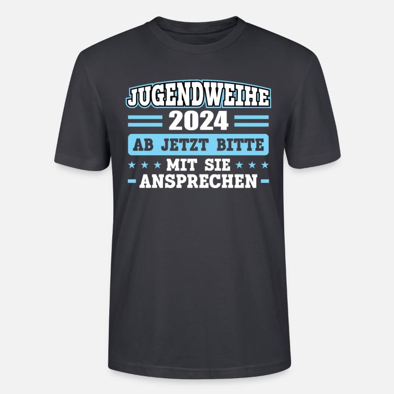 Jugendweihe 2024 Mädchen Junge - Stanley/Stella Unisex Bio-T-Shirt CRAFTER - Dunkles Graublau