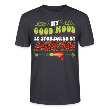 My Good Mood Is Sponsored By Laser Tag - Stanley/Stella Unisex Bio-T-Shirt CRAFTER - Dunkles Graublau - Vorne - Alina (178cm) & Michal (187cm)