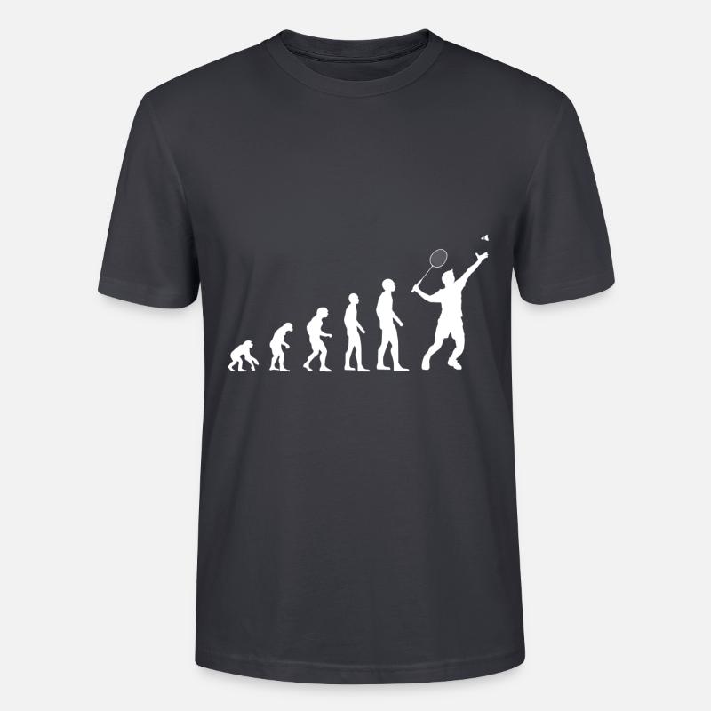 Badminton shuttlecock gift evolution coach - Stanley/Stella CRAFTER Unisex Organic T-Shirt - India Ink Grey