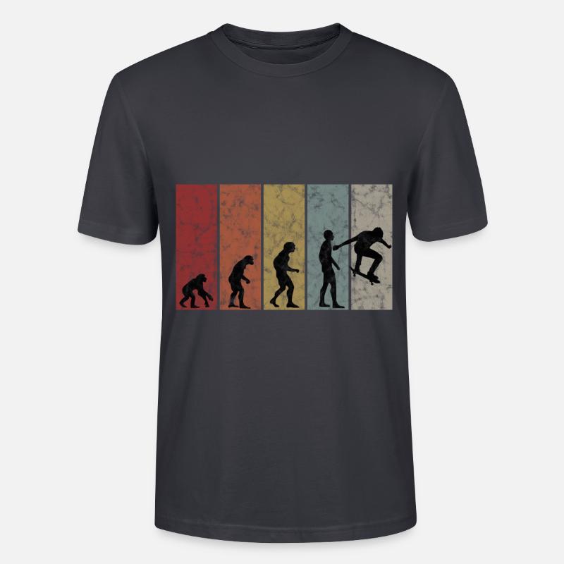 Skateboarder Skateboard Evolution Skate Skateing - Stanley/Stella Unisex Bio-T-Shirt CRAFTER - Dunkles Graublau