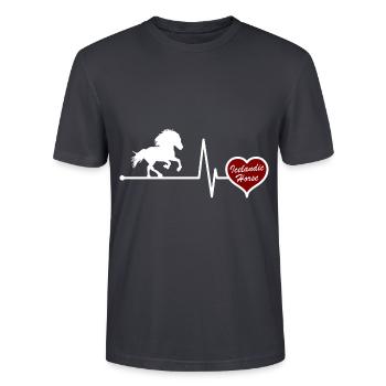 Islandpferd Tölt Herzschlag Geschenk Idee - Stanley/Stella Unisex Bio-T-Shirt CRAFTER - Dunkles Graublau - Vorne - Alina (178cm) & Michal (187cm)