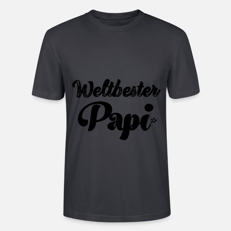 Weltbester Papi Papa Saurus Papi Schweiz - Stanley/Stella Unisex Bio-T-Shirt CRAFTER - Dunkles Graublau