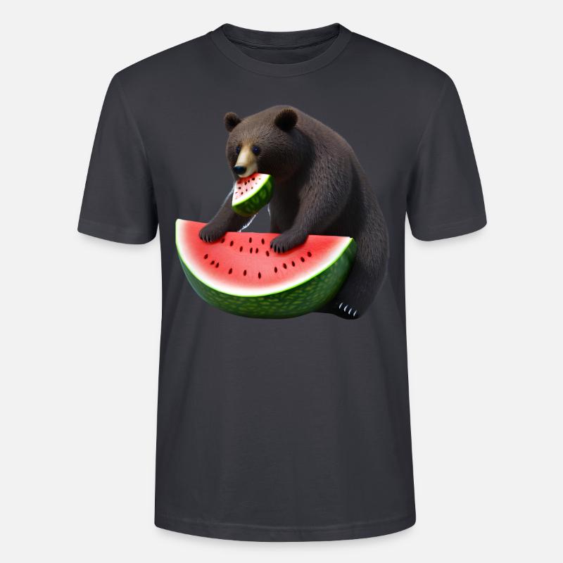 Bär mit Wassermelone - Stanley/Stella Unisex Bio-T-Shirt CRAFTER - Dunkles Graublau