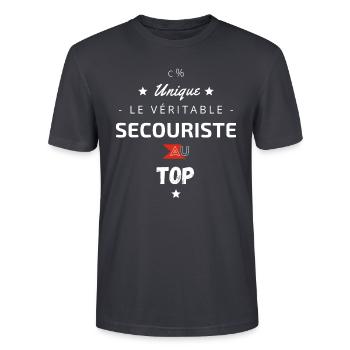 Le véritable secouriste au top - T-shirt bio CRAFTER Stanley Stella Unisexe - bleu gris foncé - Devant - Alina (178cm) & Michal (187cm)