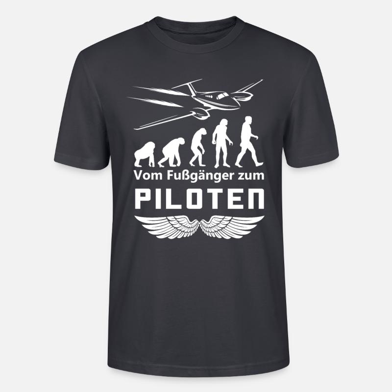 Pilot Piloten Evolution Geschenk - Stanley/Stella Unisex Bio-T-Shirt CRAFTER - Dunkles Graublau