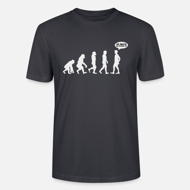 Evolution Umweltschutz Klimaschutz Erde Geschenk - Stanley/Stella Unisex Bio-T-Shirt CRAFTER - Dunkles Graublau