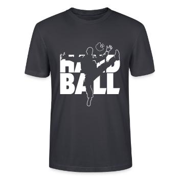 Handball Torwart Sporthalle Mannschaft Geschenk - Stanley/Stella Unisex Bio-T-Shirt CRAFTER - Dunkles Graublau - Vorne - Alina (178cm) & Michal (187cm)