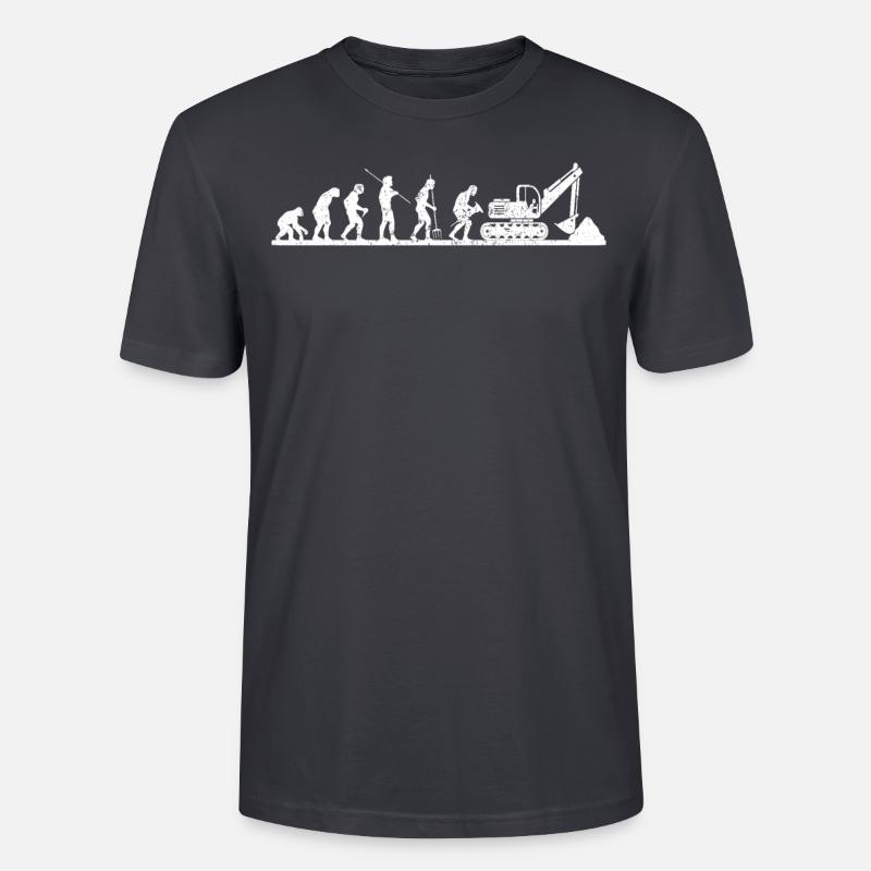 Lustiges Baggerfahrer Bagger Evolution baggern - Stanley/Stella Unisex Bio-T-Shirt CRAFTER - Dunkles Graublau