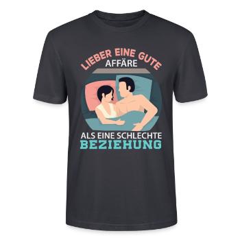 Anti Valentinstag - Stanley/Stella Unisex Bio-T-Shirt CRAFTER - Dunkles Graublau - Vorne - Alina (178cm) & Michal (187cm)