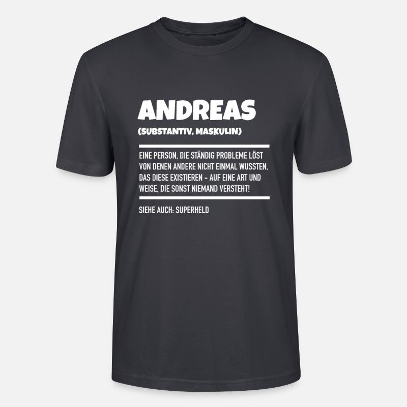 Andreas Name Geschenk - Stanley/Stella Unisex Bio-T-Shirt CRAFTER - Dunkles Graublau