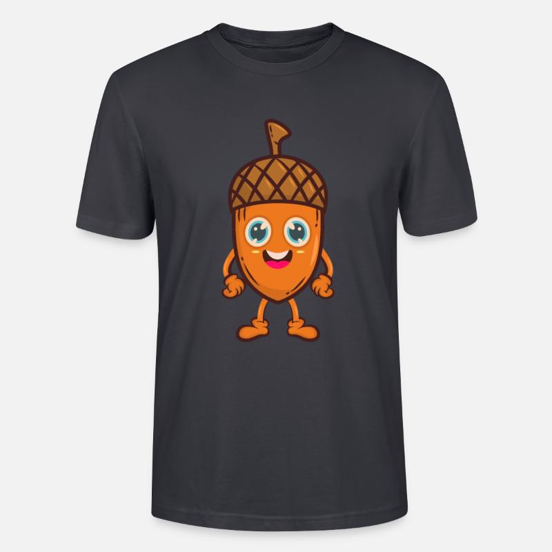 Eichel Eiche Baum Comic - Stanley/Stella Unisex Bio-T-Shirt CRAFTER - Dunkles Graublau