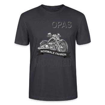 Opa Motorrad - Stanley/Stella Unisex Bio-T-Shirt CRAFTER - Dunkles Graublau - Vorne - Alina (178cm) & Michal (187cm)