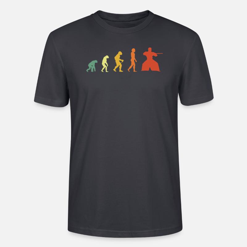 Retro Aikido Evolution - Stanley/Stella Unisex Bio-T-Shirt CRAFTER - Dunkles Graublau