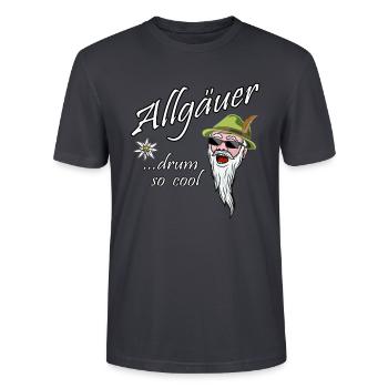 Allgäuer, drum so cool Allgäu Spruch Wandern Berge - Stanley/Stella Unisex Bio-T-Shirt CRAFTER - Dunkles Graublau - Vorne - Alina (178cm) & Michal (187cm)