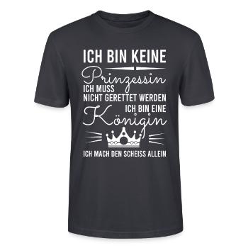 Ich bin keine Prinzessin ich bin eine Königin - Stanley/Stella Unisex Bio-T-Shirt CRAFTER - Dunkles Graublau - Vorne - Alina (178cm) & Michal (187cm)