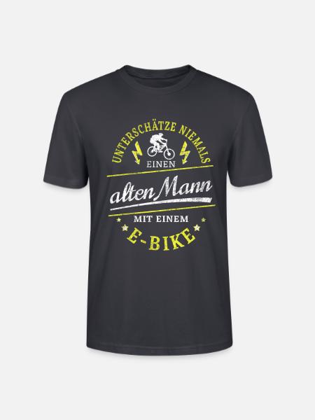Ebike Unterschätze niemals einen alten Mann Herren - Stanley/Stella Unisex Bio-T-Shirt CRAFTER - Dunkles Graublau