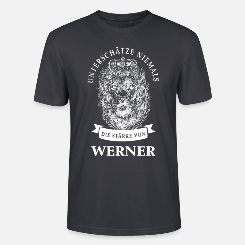 Werner Geschenk Name Löwe - Stanley/Stella Unisex Bio-T-Shirt CRAFTER - Dunkles Graublau