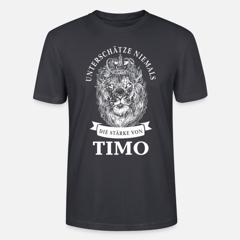 Timo Geschenk Name Löwe - Stanley/Stella Unisex Bio-T-Shirt CRAFTER - Dunkles Graublau