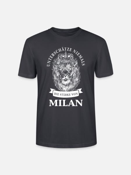 Milan Geschenk Name Löwe - Stanley/Stella Unisex Bio-T-Shirt CRAFTER - Dunkles Graublau