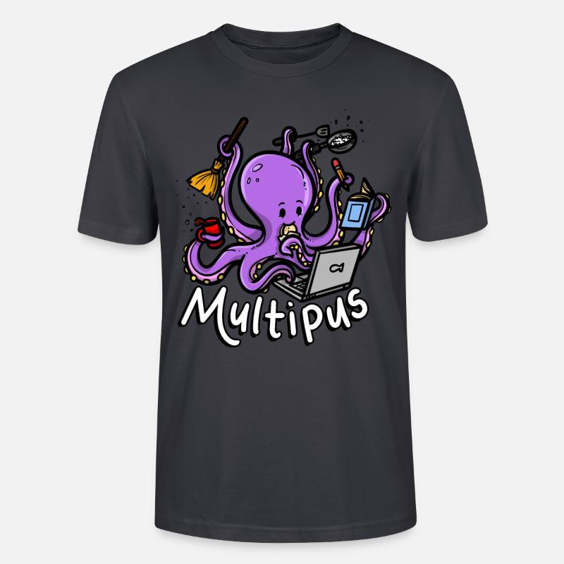 Multipus Multitasking Oktopus - Stanley/Stella Unisex Bio-T-Shirt CRAFTER - Dunkles Graublau