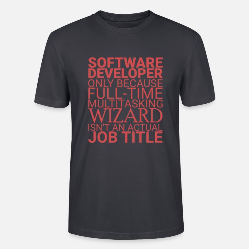 "Software Developer Wizard | Programmierer" - Stanley/Stella Unisex Bio-T-Shirt CRAFTER - Dunkles Graublau