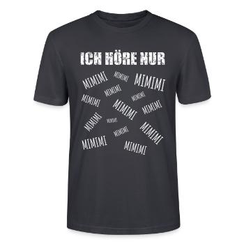 Ich höre nur Mimimi - Stanley/Stella Unisex Bio-T-Shirt CRAFTER - Dunkles Graublau - Vorne - Alina (178cm) & Michal (187cm)