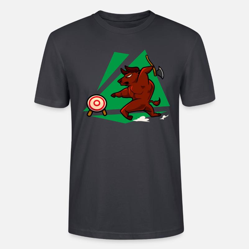 Axt werfender Stier - Axtwerfen - Stanley/Stella Unisex Bio-T-Shirt CRAFTER - Dunkles Graublau