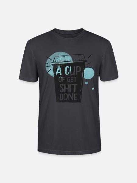Lustiger Kaffeebecher mit Spruch - Stanley/Stella Unisex Bio-T-Shirt CRAFTER - Dunkles Graublau