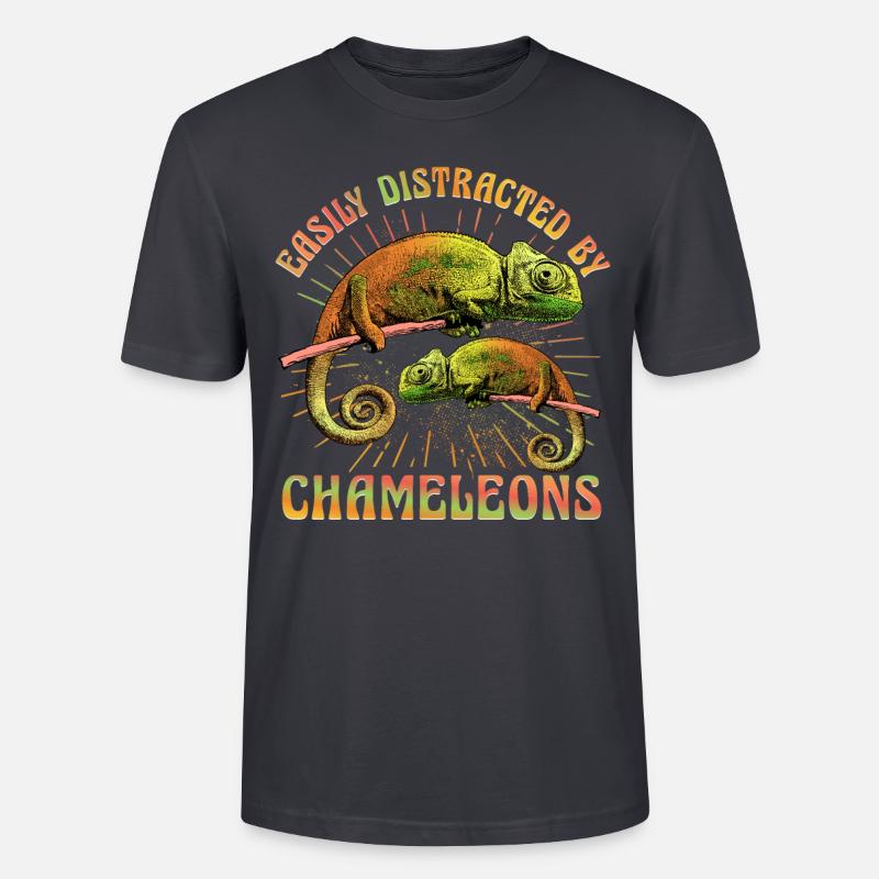 Easily distracted by Chameleons - Stanley/Stella Unisex Bio-T-Shirt CRAFTER - Dunkles Graublau
