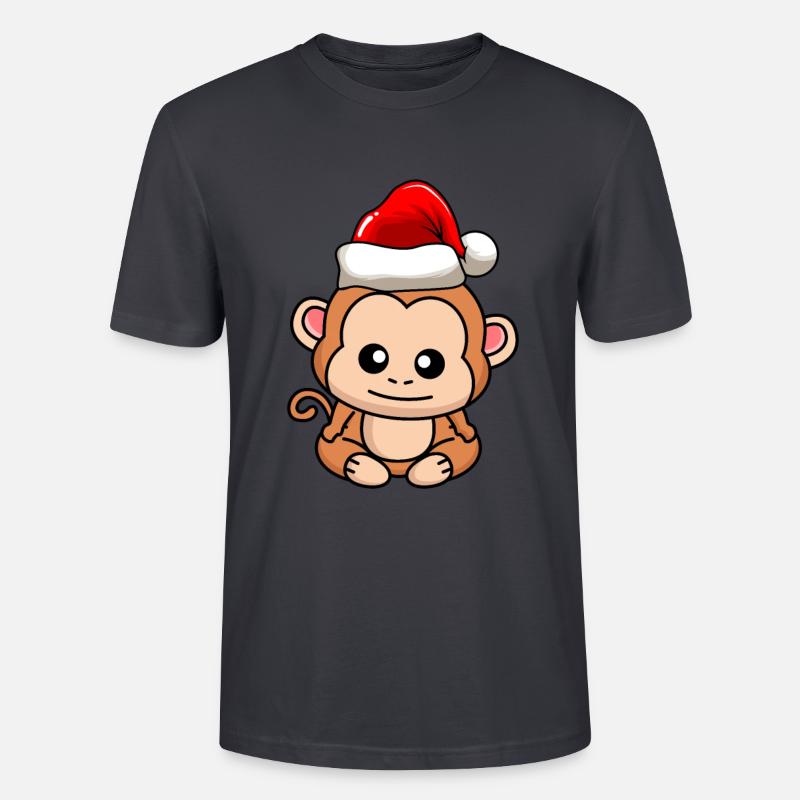 Affe Comic Weihnachten - Stanley/Stella Unisex Bio-T-Shirt CRAFTER - Dunkles Graublau