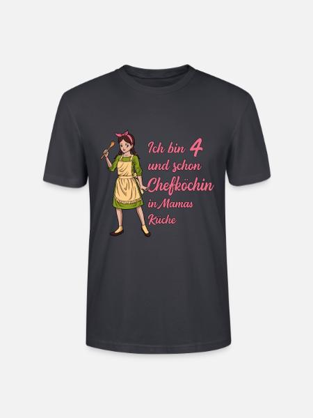 Ich bin 4 - Mädchen Koch - Stanley/Stella Unisex Bio-T-Shirt CRAFTER - Dunkles Graublau