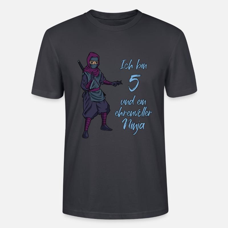 Ich bin 5 - Jungen Ninja - Stanley/Stella Unisex Bio-T-Shirt CRAFTER - Dunkles Graublau