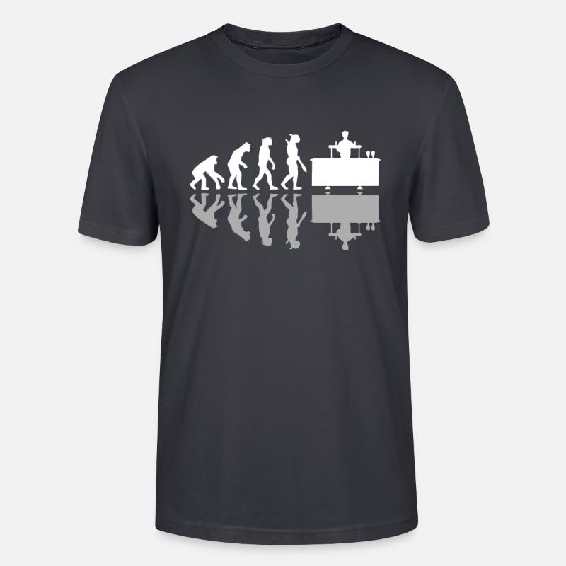 Human Evolution Funny Barkeeper Bartender - Stanley/Stella Unisex Bio-T-Shirt CRAFTER - Dunkles Graublau