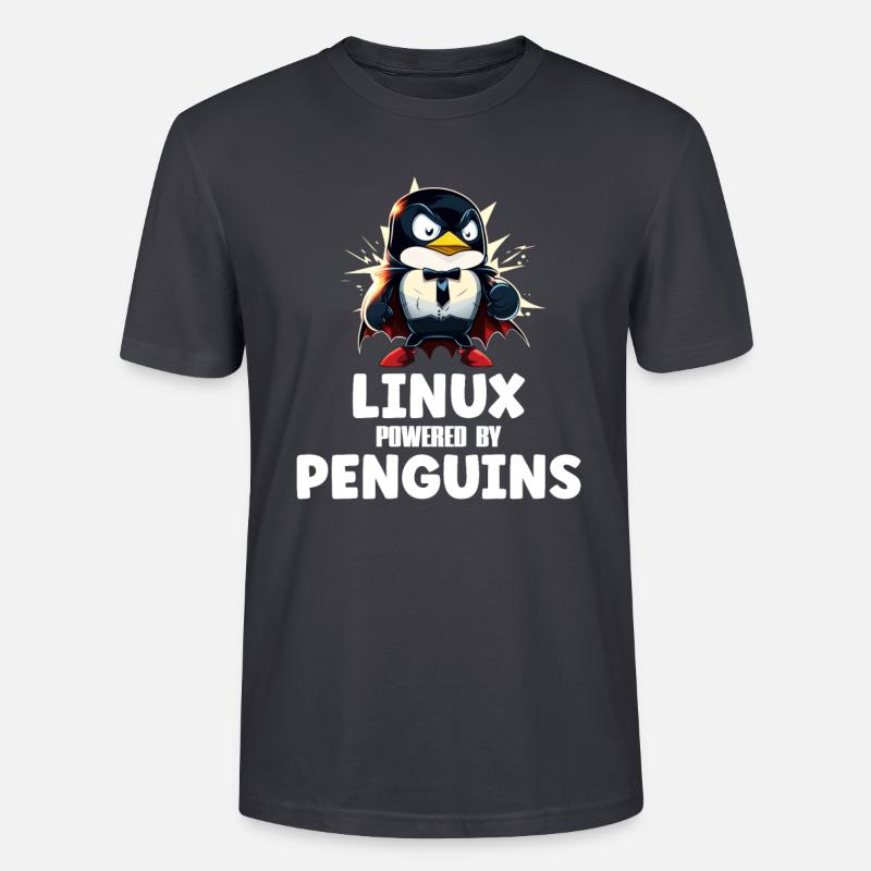Linux Powered By Penguins - Stanley/Stella Unisex Bio-T-Shirt CRAFTER - Dunkles Graublau