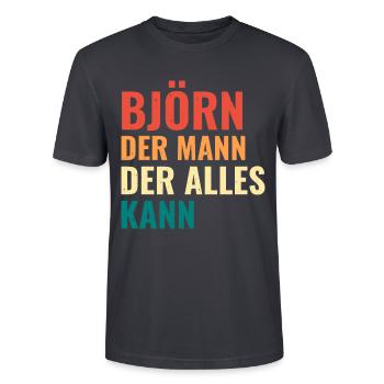 Björn Der Mann Der Alles Kann Vorname Björn - Stanley/Stella Unisex Bio-T-Shirt CRAFTER - Dunkles Graublau - Vorne - Alina (178cm) & Michal (187cm)