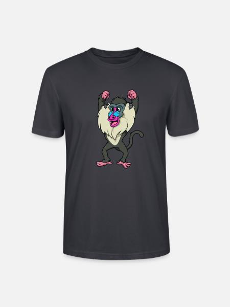 Kawaii Mandrill - Stanley/Stella Unisex Bio-T-Shirt CRAFTER - Dunkles Graublau