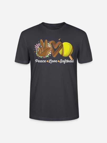 Mädchen Frieden Liebe Softball - Stanley/Stella Unisex Bio-T-Shirt CRAFTER - Dunkles Graublau