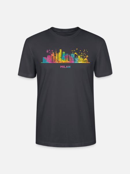 Mailänder Skyline Stadtbild Mailand - Stanley/Stella Unisex Bio-T-Shirt CRAFTER - Dunkles Graublau