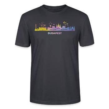 Budapester Skyline Budapest - Stanley/Stella Unisex Bio-T-Shirt CRAFTER - Dunkles Graublau - Vorne - Alina (178cm) & Michal (187cm)