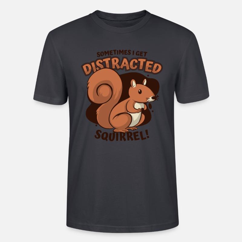 Sometimes I Get Distracted Grauhörnchen - Stanley/Stella Unisex Bio-T-Shirt CRAFTER - Dunkles Graublau