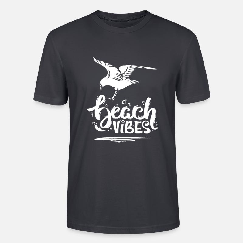 Beach Vibes & Möwe - Stanley/Stella Unisex Bio-T-Shirt CRAFTER - Dunkles Graublau