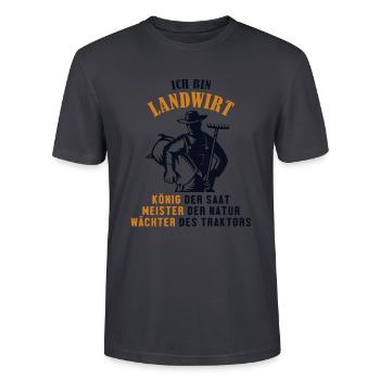 Landwirt König Meister Wächter Landwirtschaft - Stanley/Stella Unisex Bio-T-Shirt CRAFTER - Dunkles Graublau - Vorne - Alina (178cm) & Michal (187cm)