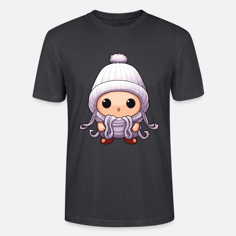Oktopus Winter Krake Comic Niedlich - Stanley/Stella Unisex Bio-T-Shirt CRAFTER - Dunkles Graublau